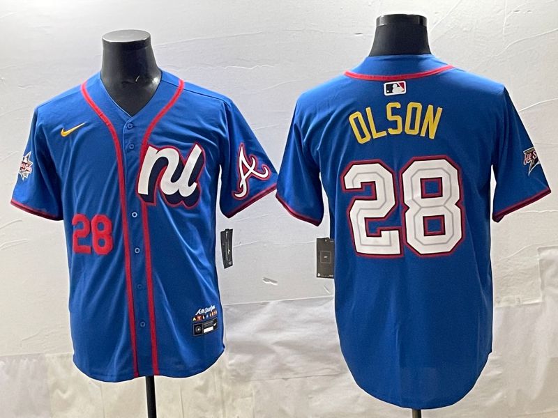 Men 2025 Atlanta Braves 28 Olson Blue All star Nike MLB Jersey style 05